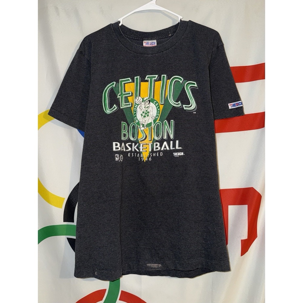Vintage Trench Boston Celtics T Shirt Large 90s NBA Basketball